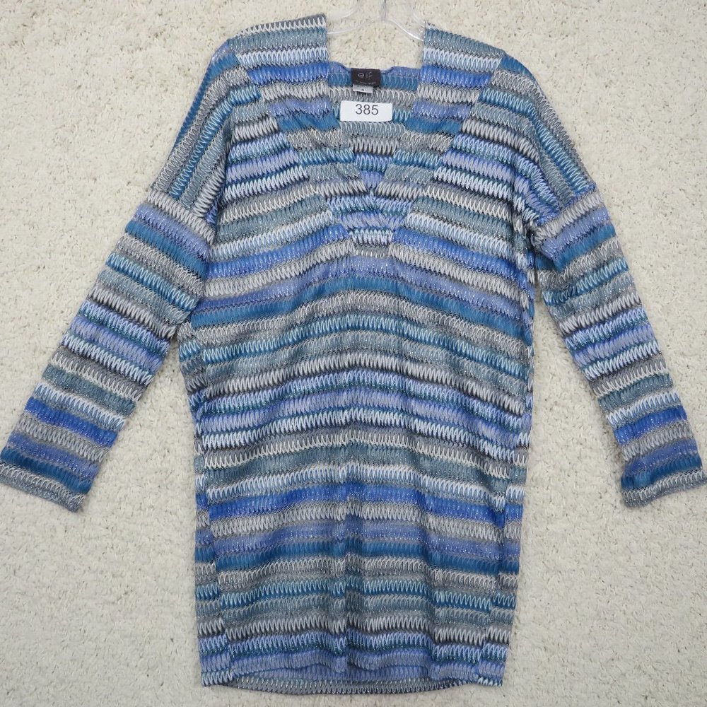 Elif*‎ Women's 3/4 Sleeve V-Neck Hoodie Blouse Size Medium~ Blue, Purple, White